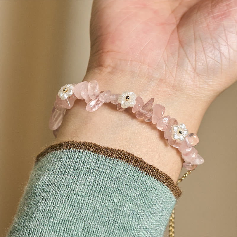 Irregular Natural Crystal Flower Design Adjustable Gemstone Bracelet