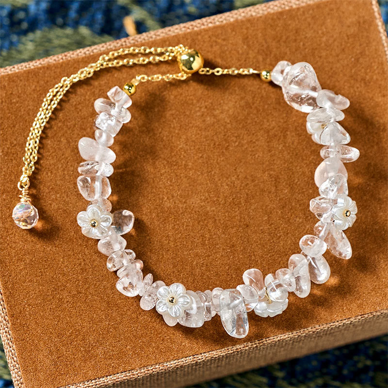 Irregular Natural Crystal Flower Design Adjustable Gemstone Bracelet