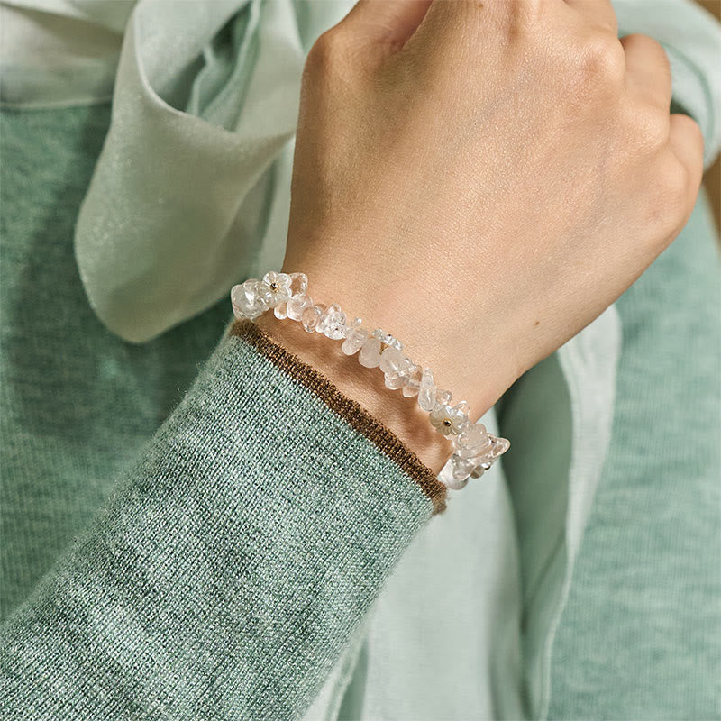 Irregular Natural Crystal Flower Design Adjustable Gemstone Bracelet