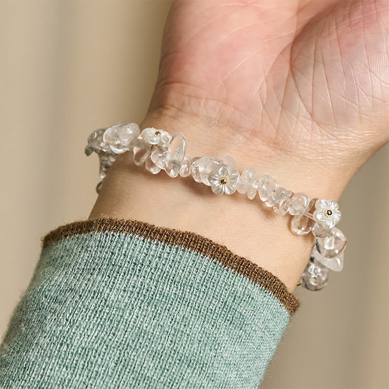 Irregular Natural Crystal Flower Design Adjustable Gemstone Bracelet