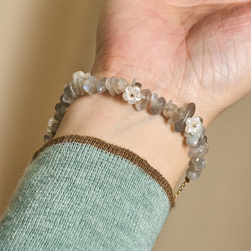 Irregular Natural Crystal Flower Design Adjustable Gemstone Bracelet