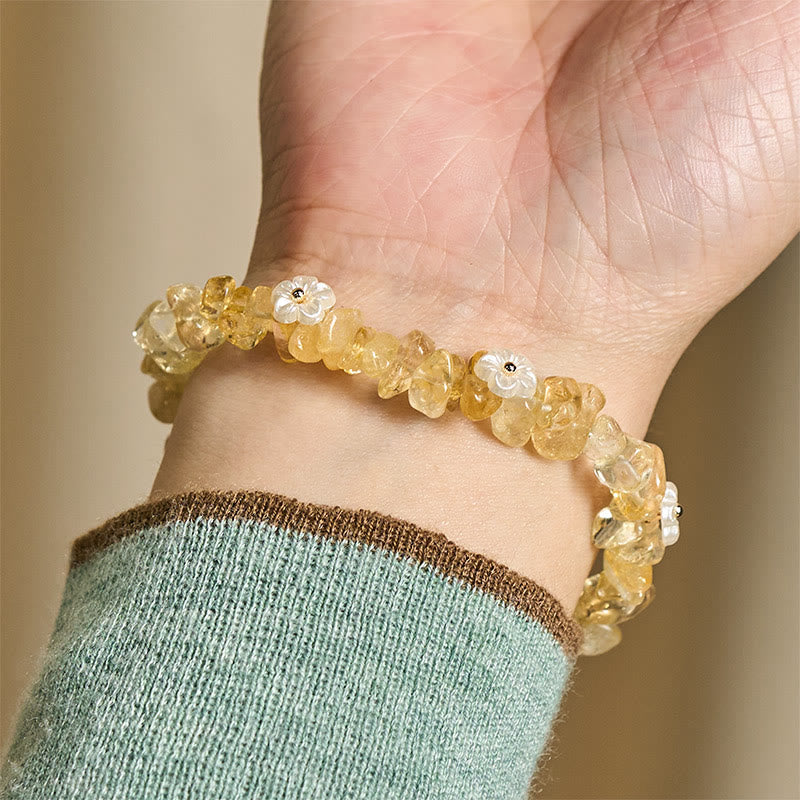 Irregular Natural Crystal Flower Design Adjustable Gemstone Bracelet