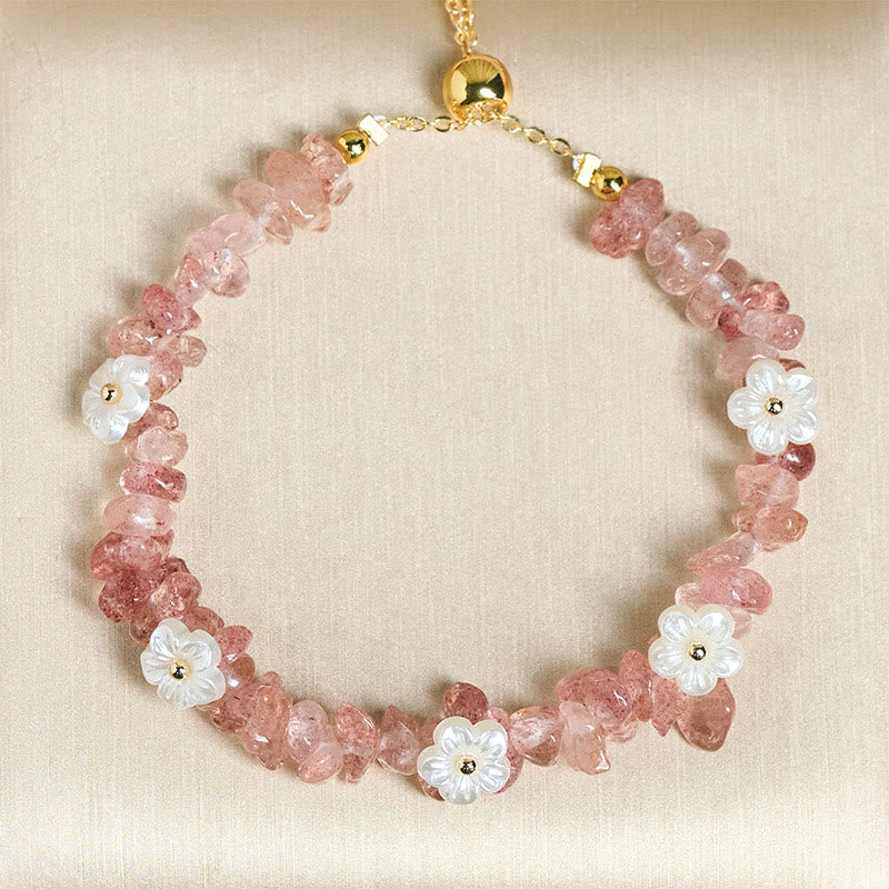 Irregular Natural Crystal Flower Design Adjustable Gemstone Bracelet