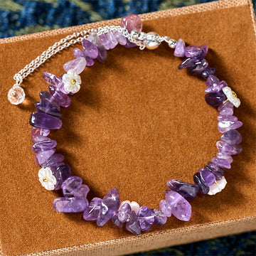 Irregular Natural Crystal Flower Design Adjustable Gemstone Bracelet