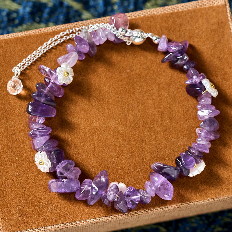 Irregular Natural Crystal Flower Design Adjustable Gemstone Bracelet