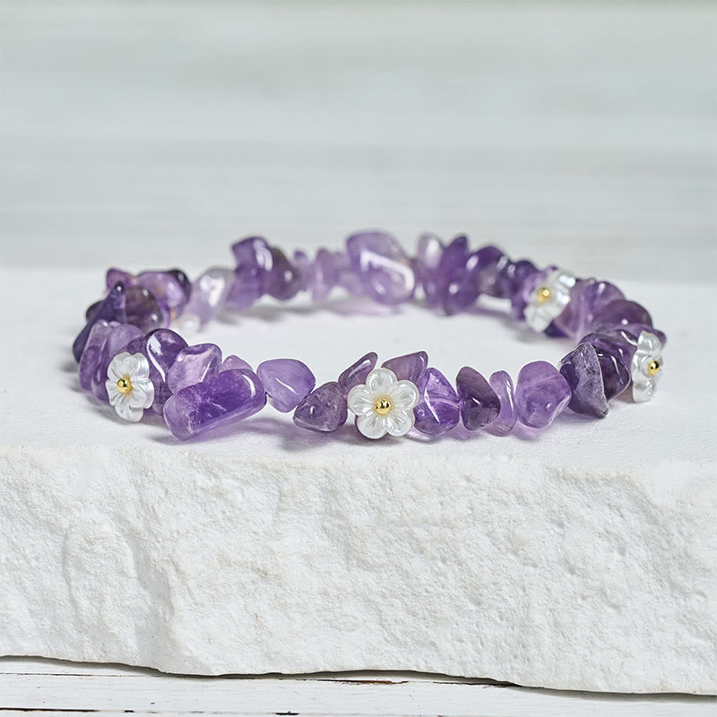 Irregular Natural Crystal Flower Design Adjustable Gemstone Bracelet