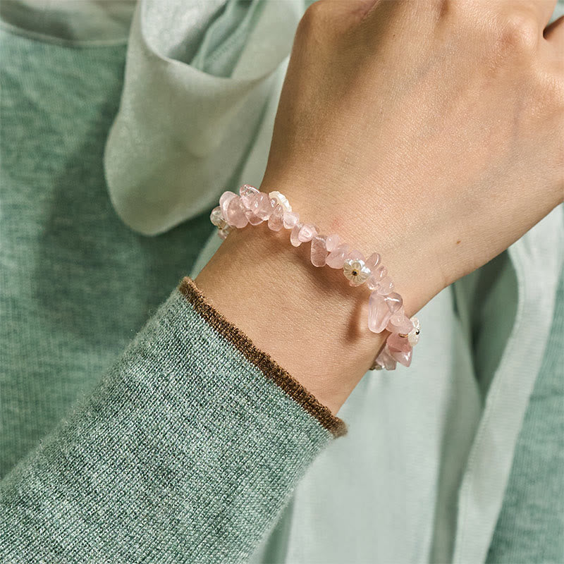 Irregular Natural Crystal Flower Design Adjustable Gemstone Bracelet