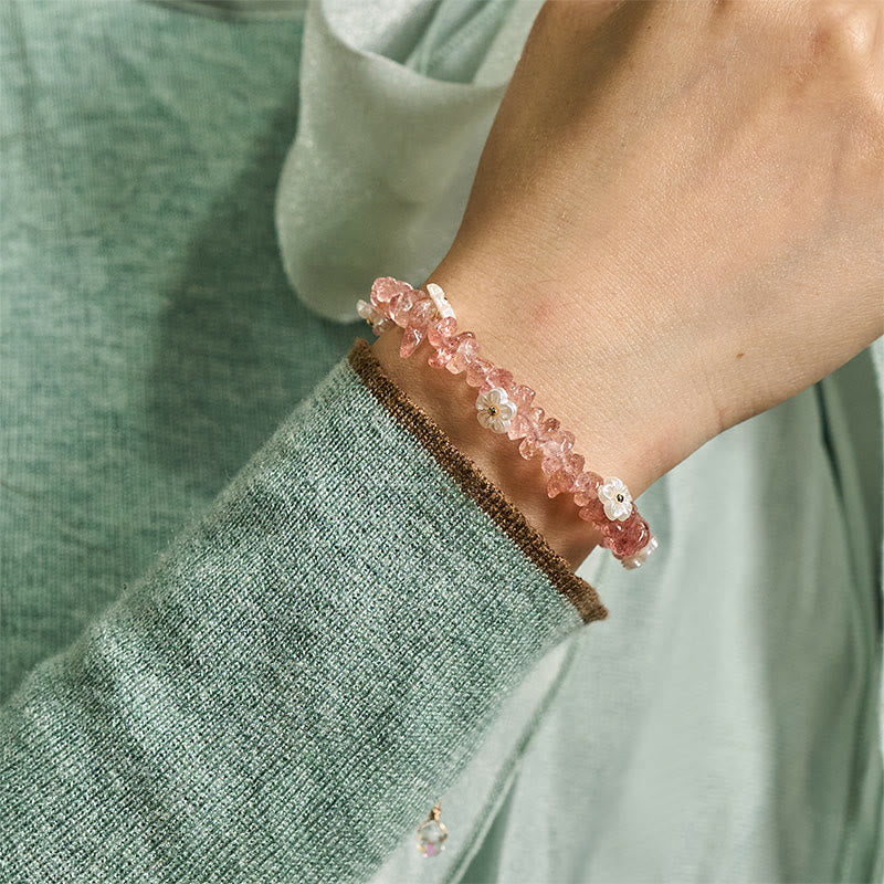 Irregular Natural Crystal Flower Design Adjustable Gemstone Bracelet