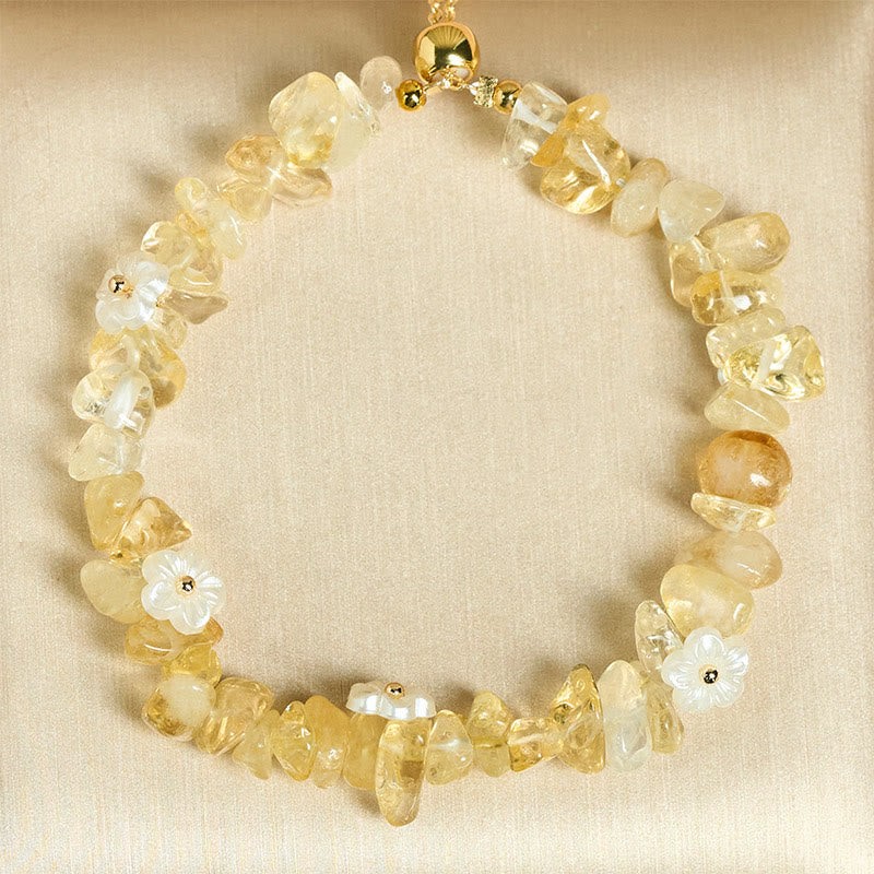 Irregular Natural Crystal Flower Design Adjustable Gemstone Bracelet