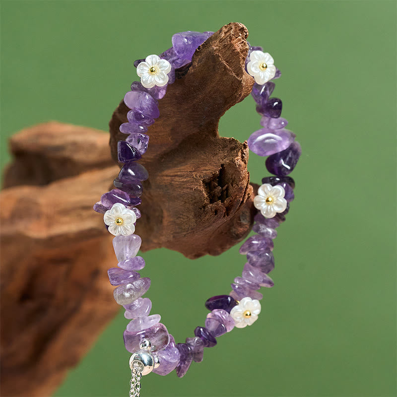 Irregular Natural Crystal Flower Design Adjustable Gemstone Bracelet