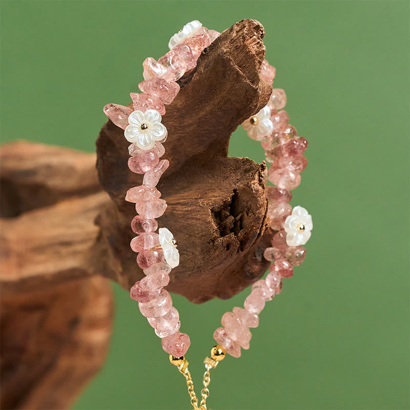 Irregular Natural Crystal Flower Design Adjustable Gemstone Bracelet