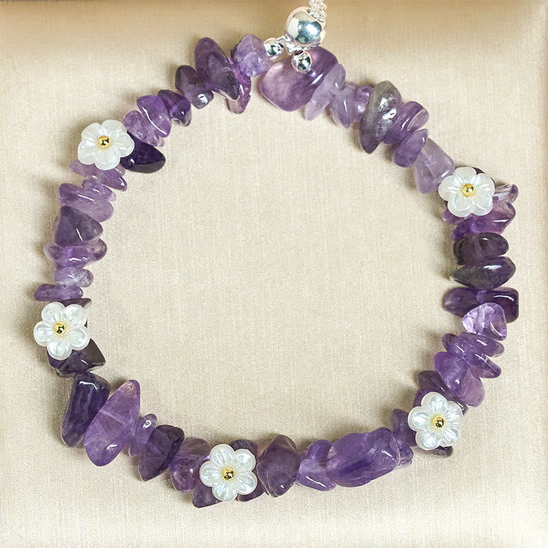 Irregular Natural Crystal Flower Design Adjustable Gemstone Bracelet