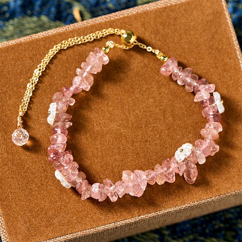 Irregular Natural Crystal Flower Design Adjustable Gemstone Bracelet