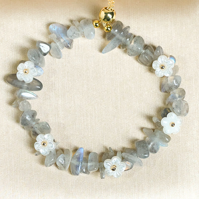 Irregular Natural Crystal Flower Design Adjustable Gemstone Bracelet