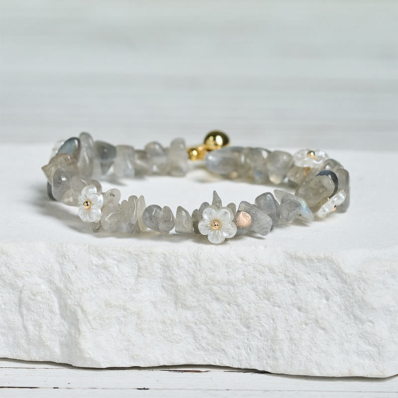 Irregular Natural Crystal Flower Design Adjustable Gemstone Bracelet