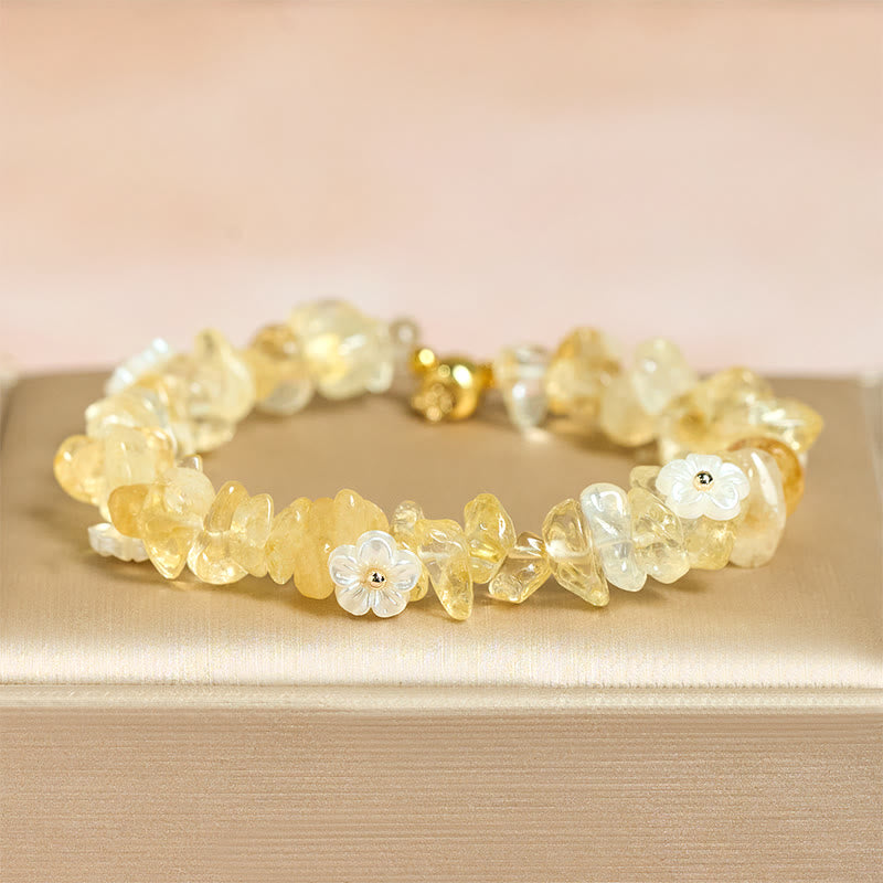 Irregular Natural Crystal Flower Design Adjustable Gemstone Bracelet