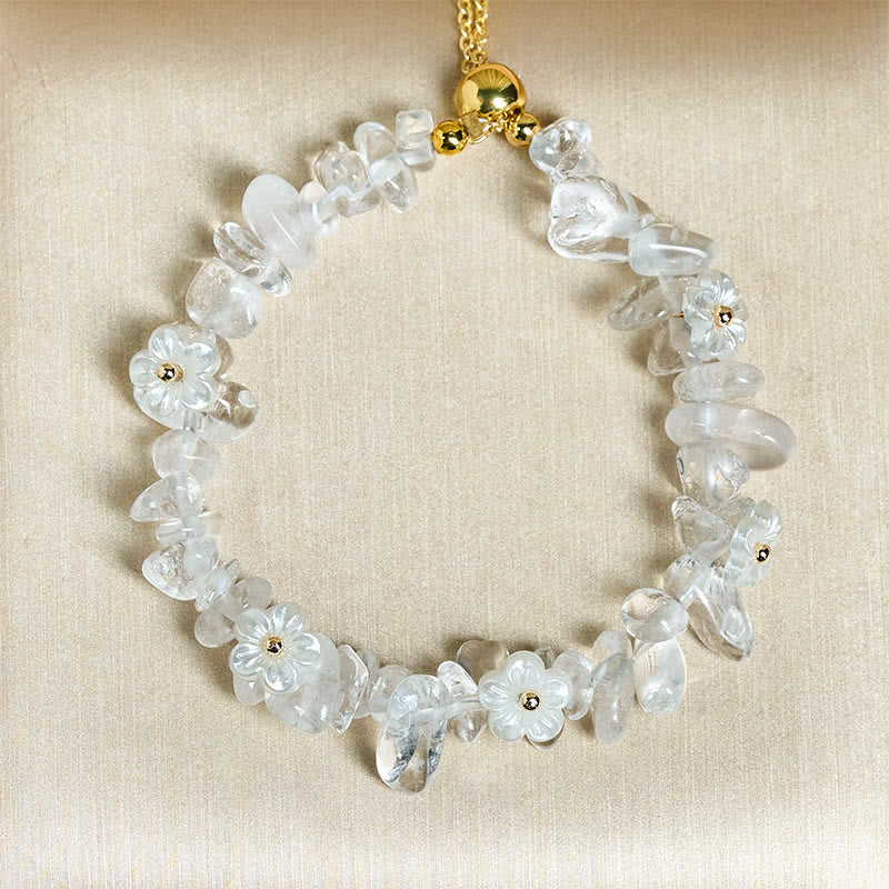 Irregular Natural Crystal Flower Design Adjustable Gemstone Bracelet