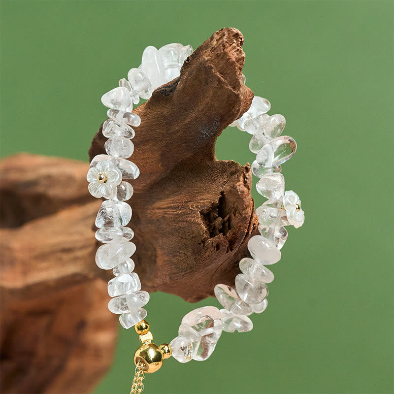 Irregular Natural Crystal Flower Design Adjustable Gemstone Bracelet