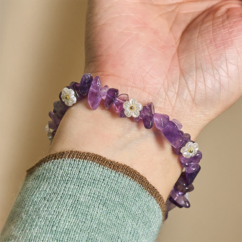 Irregular Natural Crystal Flower Design Adjustable Gemstone Bracelet