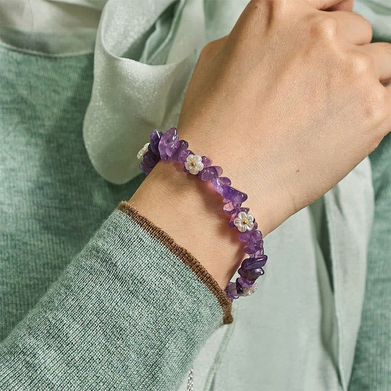 Irregular Natural Crystal Flower Design Adjustable Gemstone Bracelet
