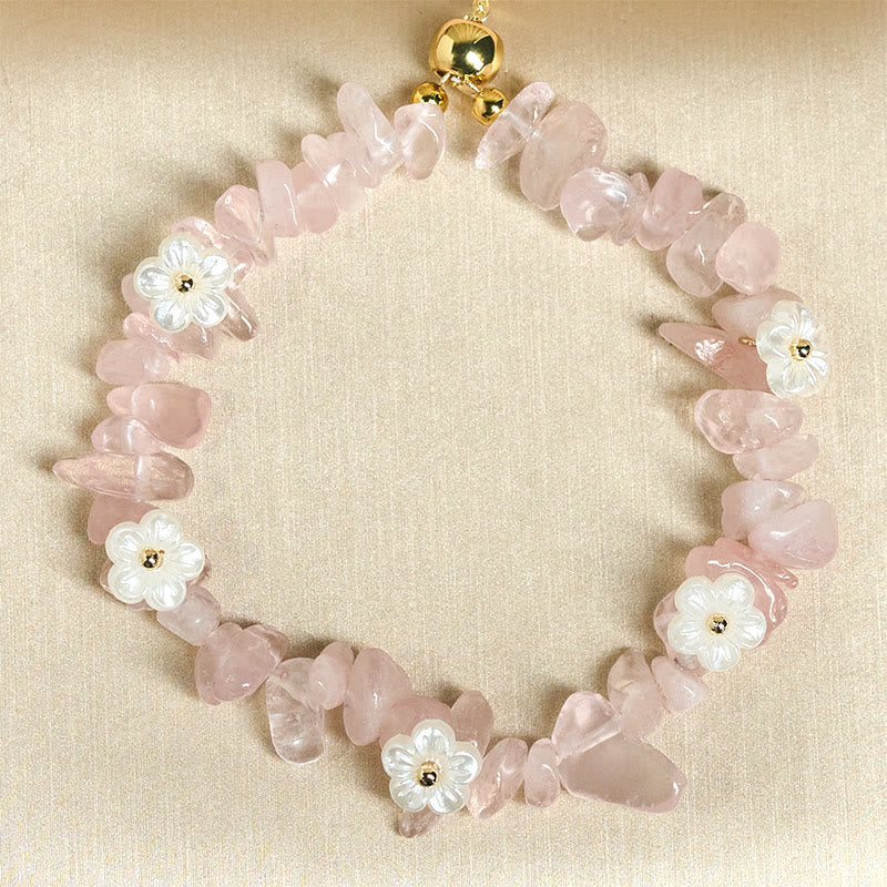 Irregular Natural Crystal Flower Design Adjustable Gemstone Bracelet