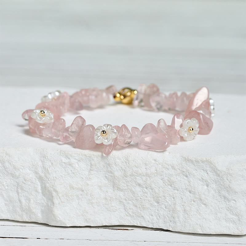 Irregular Natural Crystal Flower Design Adjustable Gemstone Bracelet