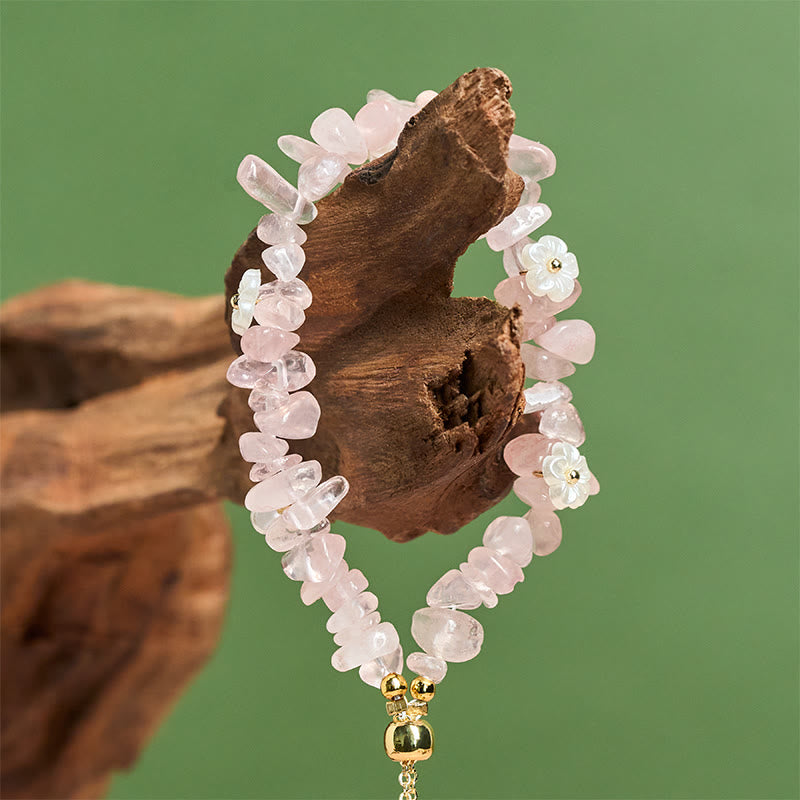 Irregular Natural Crystal Flower Design Adjustable Gemstone Bracelet