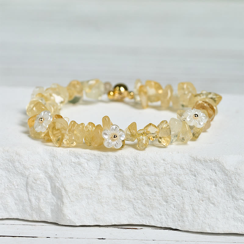 Irregular Natural Crystal Flower Design Adjustable Gemstone Bracelet