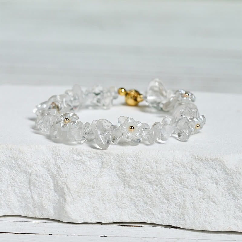 Irregular Natural Crystal Flower Design Adjustable Gemstone Bracelet