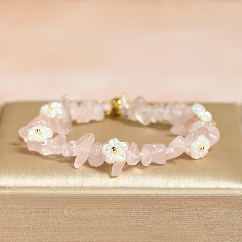 Irregular Natural Crystal Flower Design Adjustable Gemstone Bracelet