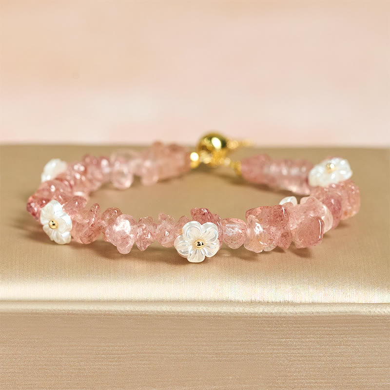 Irregular Natural Crystal Flower Design Adjustable Gemstone Bracelet