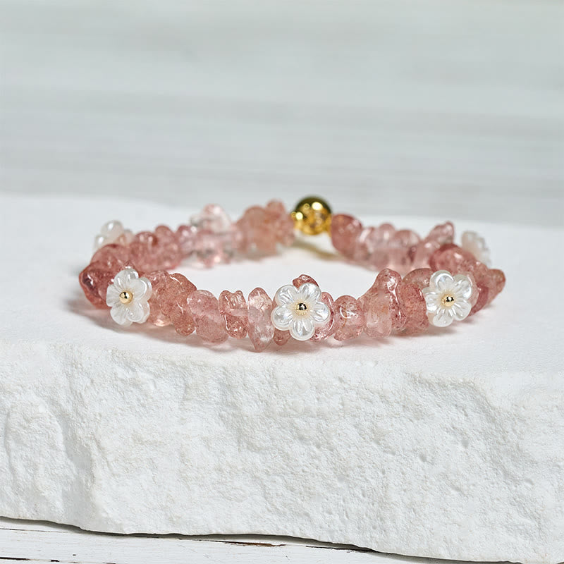 Irregular Natural Crystal Flower Design Adjustable Gemstone Bracelet