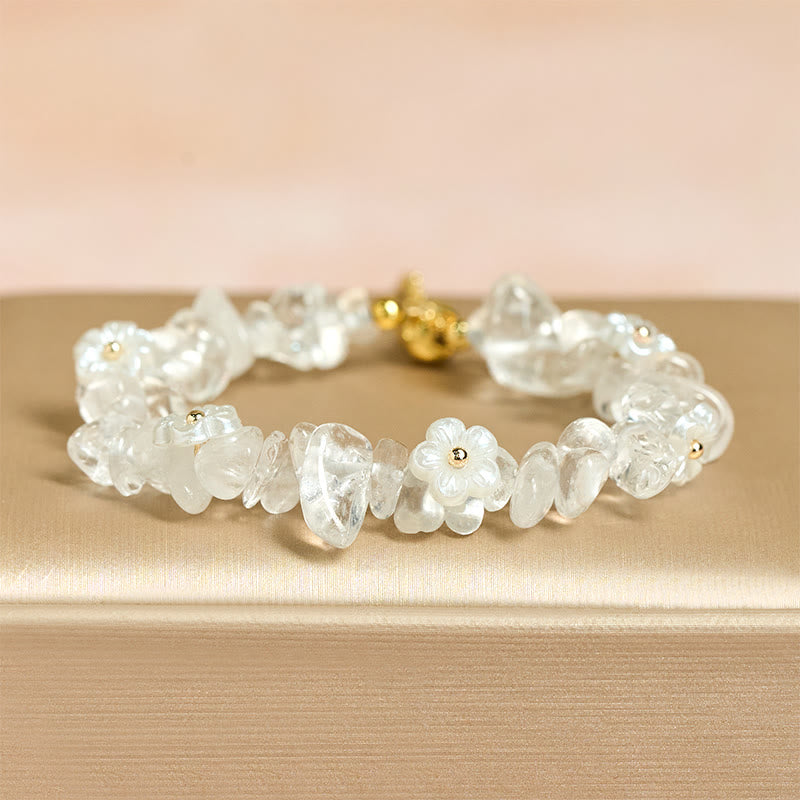 Irregular Natural Crystal Flower Design Adjustable Gemstone Bracelet