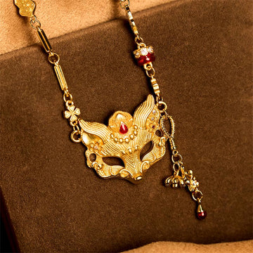 24k Gold Plated Brass Fox Design Tassel Pendant Necklace