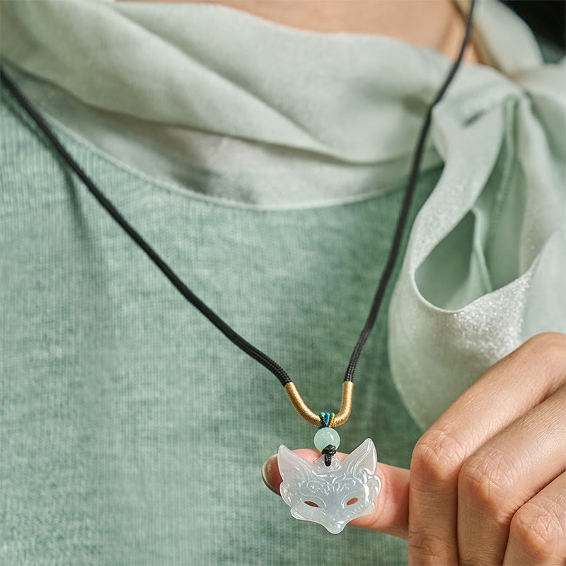 Fox Mask Prosperity Luck Rope Necklace Pendant