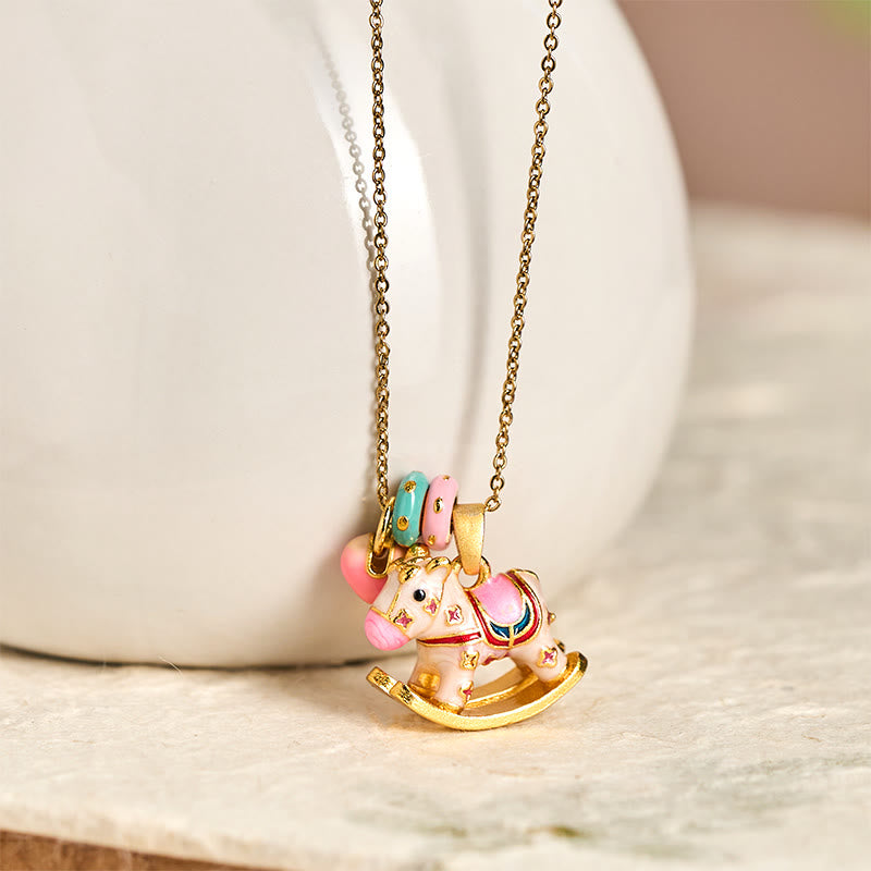 Colorful Year Of The Horse 24k Gold Plated Copper Necklace Pendant