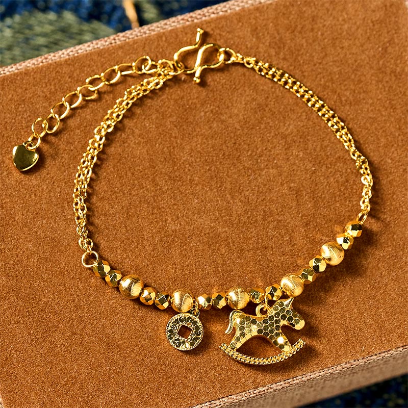 Chinese Zodiac Year Of The Horse 24k Gold Plated Copper Coin Luck Bracelet