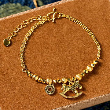 Chinese Zodiac Year Of The Horse 24k Gold Plated Copper Coin Luck Bracelet