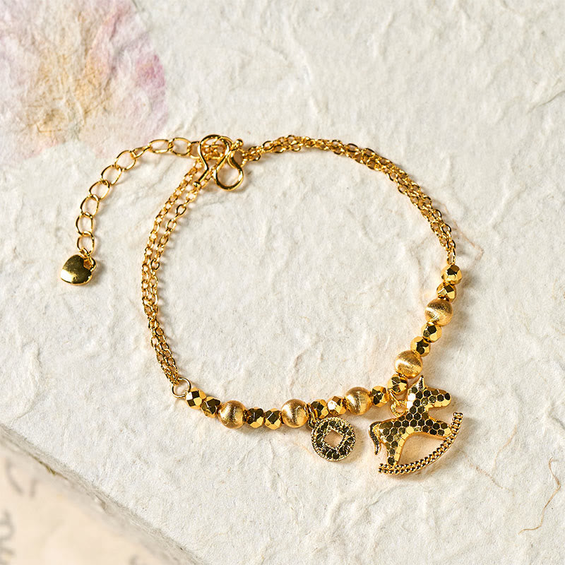 Chinese Zodiac Year Of The Horse 24k Gold Plated Copper Coin Luck Bracelet