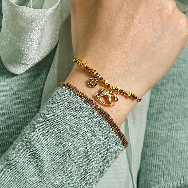 Chinese Zodiac Year Of The Horse 24k Gold Plated Copper Coin Luck Bracelet