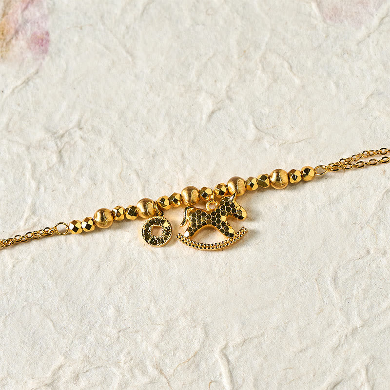 Chinese Zodiac Year Of The Horse 24k Gold Plated Copper Coin Luck Bracelet