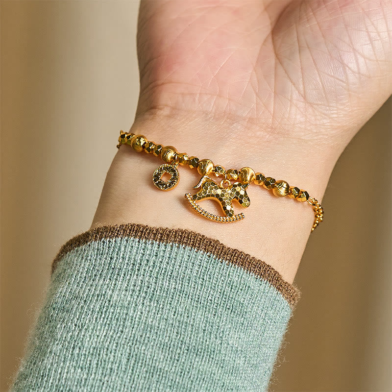 Chinese Zodiac Year Of The Horse 24k Gold Plated Copper Coin Luck Bracelet
