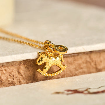 Year Of The Horse 24k Gold Plated Copper Coin Necklace Pendant