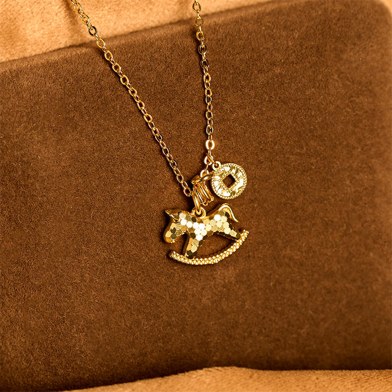 Year Of The Horse 24k Gold Plated Copper Coin Necklace Pendant