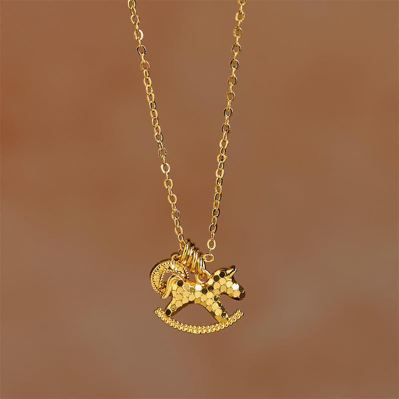 Year Of The Horse 24k Gold Plated Copper Coin Necklace Pendant