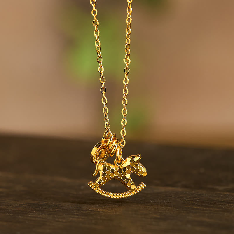 Year Of The Horse 24k Gold Plated Copper Coin Necklace Pendant