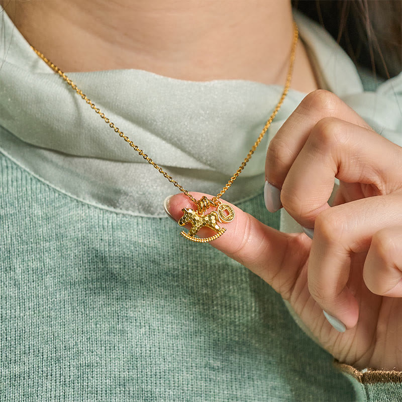 Year Of The Horse 24k Gold Plated Copper Coin Necklace Pendant