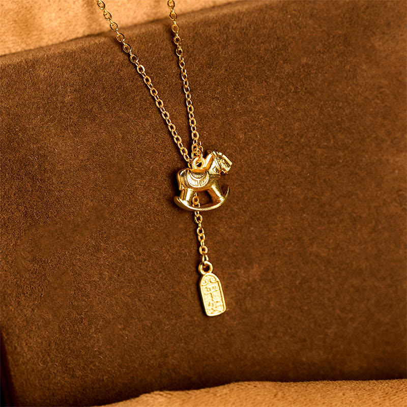 Year Of The Horse 24k Gold Plated Copper Peaceful Necklace Pendant