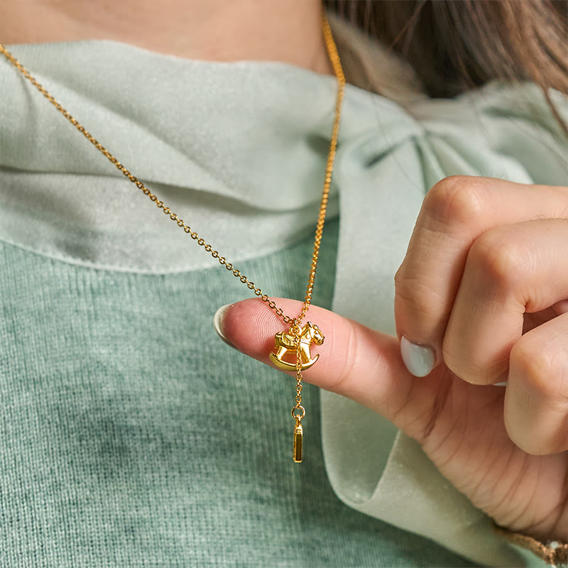 Year Of The Horse 24k Gold Plated Copper Peaceful Necklace Pendant