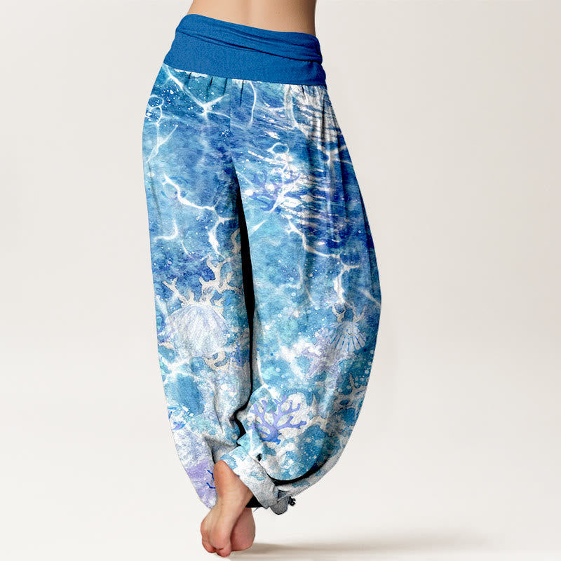Tactile Cotton Watercolor Print Mindful Movement Harem Pants